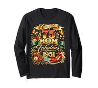 Womens Chapter 75 Mom Fabulous Since 1951 75th Birthday Manche Longue