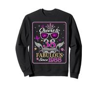 Womens Cheers to 38 Years Old EST 1990 38th Birthday Queen Sweatshirt