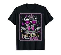 Womens Cheers to 44 Years Old EST 1990 44th Birthday Queen T-Shirt