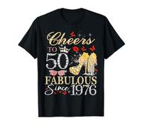 Womens Cheers to 50 Fabulous Since 1976 50th Birthday Queen T-Shirt