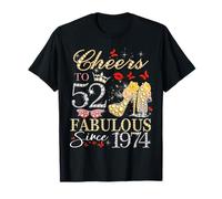 Womens Cheers to 52 Fabulous Since 1974 52nd Birthday Queen T-Shirt
