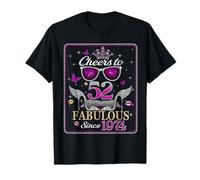 Womens Cheers to 52 Years Old EST 1974 52nd Birthday Queen T-Shirt