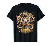 Womens Cheers to 63 Years Old EST 1963 63rd Birthday Queen T-Shirt