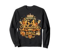 Womens Cheers to 64 Years Old EST 1962 64th Birthday Queen Sweatshirt