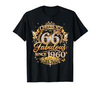 Womens Cheers to 66 Years Old EST 1960 66th Birthday Queen T-Shirt