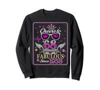 Womens Cheers to 68 Years Old EST 1958 68th Birthday Queen Sweatshirt