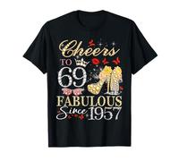 Womens Cheers to 69 Fabulous Since 1957 69th Birthday Queen T-Shirt