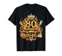 Womens Cheers to 80 Years Old EST 1946 80th Birthday Queen T-Shirt