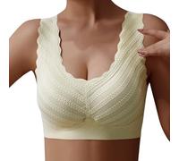 Women's Chest Wrapped Vest Without Steel Ring with Pad, Closed Bust Bottom, Seamless Bra Underwear Plus Size, Black, 3XL(Green,XL)