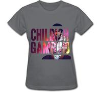 Women's Childish Gambino Because The Internet Design T Shirt Grey Manches Courtes(Small)