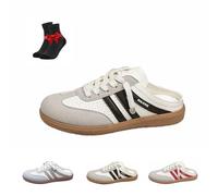 Women's Colorblock Sneakers,Casual Slides,Trendy Slip-on Shoes,Non-Slip Open Back Shoes for Daily Wear Gym Fits(Black,38 EU)