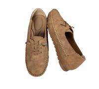 Women's Comfortable Soft Hand-Stitched Genuine Leather Loafers, Wide Fit Breathable Lightweight Flats Dress Shoes (Brown,36)