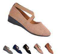 Women's Comfy Elastic Crisscross Strap Wedge Slip-on Shoes,Slip on Fashion Ankle Straps Elegant Dress Shoes,Womens Round Toe Ballet Wedge Dress Shoe (Khaki,40)