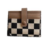 Womens Compact Wallet, Small Compact Wallet, Womens Wallet, Little Wallets, Small Pocket Wallet Card Case Purse, Bifold Leather Colorblock Plaid Pattern Wallet With ID Window For Shopping, Dating