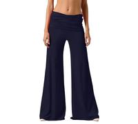 Women's Coral Fold Over Yoga Pants,on-Trend Solid Wide Leg Loose Fit Lounge Pants,Sports Flare Pants with Ruched Waist