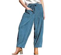 Womens Corduroy Barrel Pants Relaxed Wide Leg Drawstring Waist Pockets | Comfortable Waist Adjustment Roomy Hip And Thigh Cut Deep Front Pockets Tapered Leg Shape Textured Finish Easy Daily Wear