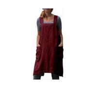 Women's Cotton Linen Apron Cross Back Pinafore for Baking Cooking Gardening Work