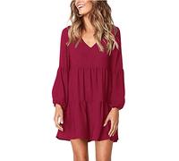 Women's Criss-Cross Necklines V-Neck Cap Sleeve Floral Casual Work Stretch Swing Summer Dress Party Dress Dark Red(L)