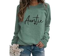 Womens Cute Auntie Sweatshirt with Heart Graphic Long Sleeve Crew Neck Casual Pullover Tops Fall Winter Shirt Aunt Gift