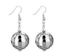 Women's Disco Spherical Drop Earrings - Vintage 70s Mirror Ball Pendant Earrings, Retro Dance Party Accessory For Halloween, Hip Hop Costume, New Year Eve, Festival Nightclub Jewelry