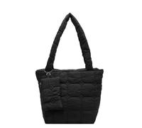 Women's Down Style Tote Bag Autumn And Winter Fashion Handbag Key Accessories Soft Large Capacity(Black)