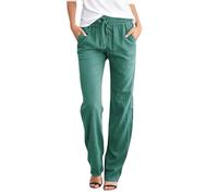 Womens Drawstring Wide Leg Trousers Elastic Waist Solid Colour Casual Pants Linen Look Loose Fit Long Palazzo Bottoms Holiday Everyday Wear, 06-Dark Gray, 3XL