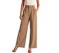Womens Effortless Tailored Wide Leg Pants, The Effortless Tailored Wide Leg Pants, Womens Casual Wide Leg High Down Straight Long Trousers Pants (Khaki,X-Large)