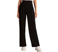 Womens Effortless Tailored Wide Leg Pants, The Effortless Tailored Wide Leg Pants, Womens Casual Wide Leg High Down Straight Long Trousers Pants (Black,4X-Large)