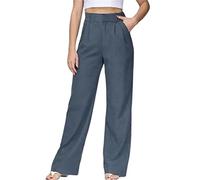 Womens Effortless Tailored Wide Leg Pants, The Effortless Tailored Wide Leg Pants, Womens Casual Wide Leg High Down Straight Long Trousers Pants (Blue,5X-Large)