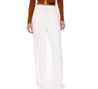 Womens Effortless Tailored Wide Leg Pants, The Effortless Tailored Wide Leg Pants, Womens Casual Wide Leg High Down Straight Long Trousers Pants (White,X-Small)
