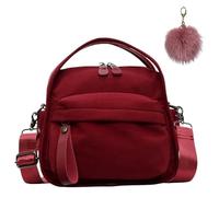 Women's Elegant Solid Color Shoulder Bag, Casual Nylon Handbag with Front Pocket, Lightweight Large Capacity Crossbody