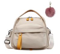 Women's Elegant Solid Color Shoulder Bag, Casual Nylon Handbag with Front Pocket, Lightweight Large Capacity Crossbody