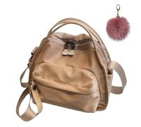 Women's Elegant Solid Color Shoulder Bag, Casual Nylon Handbag with Front Pocket, Lightweight Large Capacity Crossbody