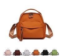 Women's Elegant Solid Color Shoulder Bag, Women Large Capacity Lightweight Solid Zipper Nylon Shoulder Handbag, for Commuting, Travel (Orange)