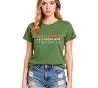 Womens Empowering Graphic Tee I Wont Be Remembered As A Woman Who Kept Her Mouth Shut Short Sleeve Crew Neck Casual Cotton Top for Women