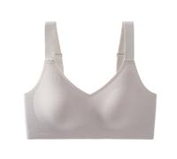 Womens Everyday Bra Wireless Comfortable Full-Coverage Bralette Soft Supportive No Underwire Seamless Push Up Bras Beige(Gray,X-Large)