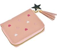 Women's Exquisite Wallet, Girl's Wallet, Teenage Girl Coin Purse, Mini Wallet, 4 Card Slots, 1 Zip Pocket, Pink, Classic