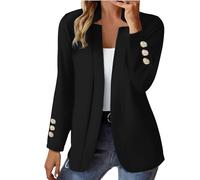Womens Fall Clothes 2024 Fashion Fall Long Sleeve Notch Cardigans Coat Open Front Slim Fit Work Cropped Jackets Women's Coat Brown Jackets for Women Vestes Noires pour Femmes Habillées