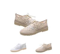 Women's Fashion Canvas Sneakers Mesh Knitted Upper Low Cut Casual Shoes Women's Fashion Sneakers Dressy Floral Embroidery (Beige, 39)