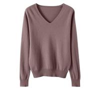 Women's Fashion Knitted Sweater V-Neck Long-Sleeve Base Shirts Ribbed Hem Comfy Warm Ribbed Cuffed Fall Outing Sweater