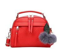 Women's Fashion Leather Furry Crossbody Purse, Shoulder, Pendant Bag & Tote(Red)