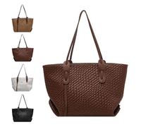 Womens Fashion Luxury Large Leather Woven Tote Handbag, Classic & Versatile - Woven Totes Designed for Everyday Use (Coffee)