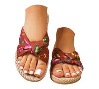 Women's Fashion Printed Flip Flops Cute Butterfly Pattern Design Lightweight Slip Soft Sole And Comfortable Insole Versatile Slippers For Home And Summer Outdoor Wea Escarpins Rouge