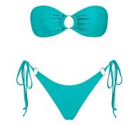 Women's Fashion Sexy Strapless Swimsuit Plain Split, Green, L(Sky Blue,S)