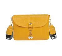 Women's Fashion Shopper Handbag Travel Purse Artificial Leather Solid Color Pearl Decoration Hasp Phone Bag(Yellow)