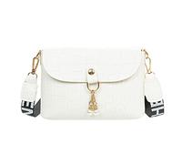Women's Fashion Shopper Handbag Travel Purse Artificial Leather Solid Color Pearl Decoration Hasp Phone Bag(White)