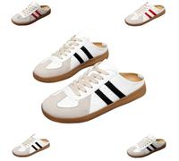 Women's Fashionable Contrast Mesh Design Lace Up Walking Shoes, All-Match Round Toe Slip on, Backless Sports Shoes (Black1,43)