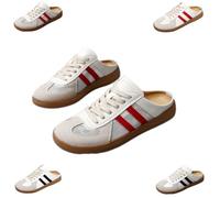 Women's Fashionable Contrast Mesh Design Lace Up Walking Shoes, All-Match Round Toe Slip on, Backless Sports Shoes (Red1,38)