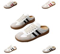 Women's Fashionable Contrast Mesh Design Lace Up Walking Shoes, All-Match Round Toe Slip on, Backless Sports Shoes (Black2,43)