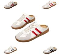 Women's Fashionable Contrast Mesh Design Lace Up Walking Shoes, All-Match Round Toe Slip on, Backless Sports Shoes (Red2,41)